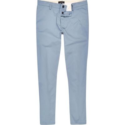 Light blue stretch slim chino trousers